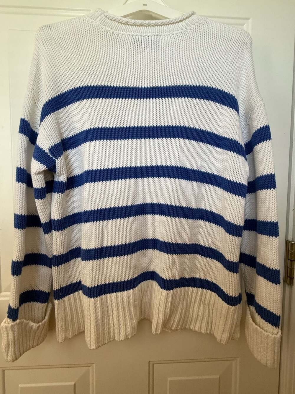 Lane Bryant Blue and White Striped Long Sleeve Knit Sweater - Picture 3 of 3